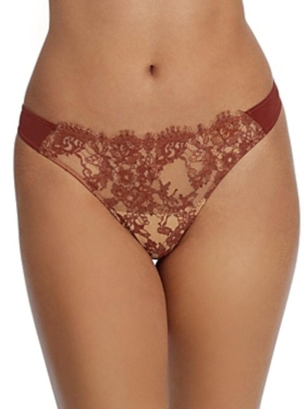 22$ Skarlett Blue Entice Lace Thong Elasticized Waistband Size S Light Brown
